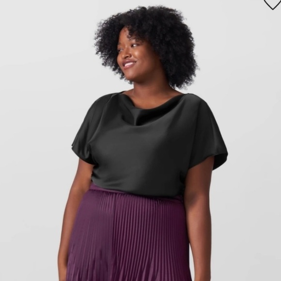 Universal Standard Tops - Universal Standard Viva Draped Satin Black Blouse NWT Sz XL